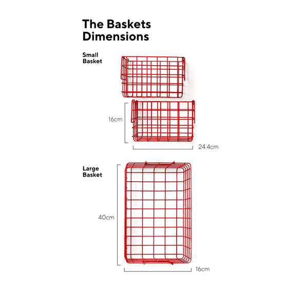 Coated Steel Wire Storage Baskets (Poppy)