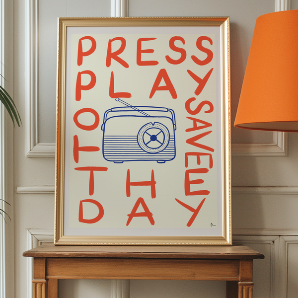 'Press Play' Music Art Print