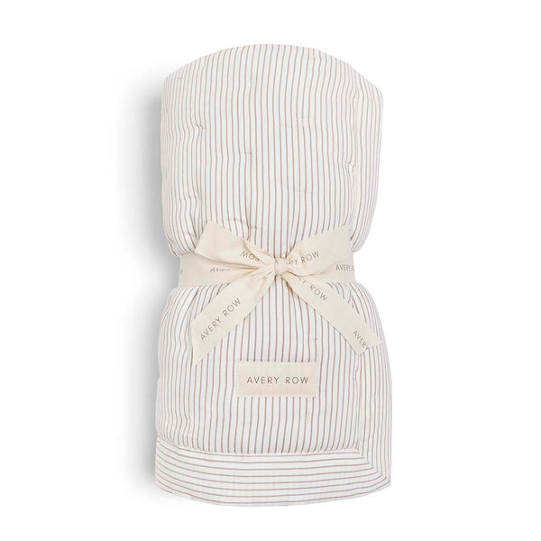 Woven Quilted Cot & Single Bedspread (Natural Stripe)
