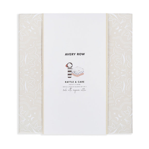 Rattle & Organic Cotton Muslin New Baby Gift Set (Coastline)