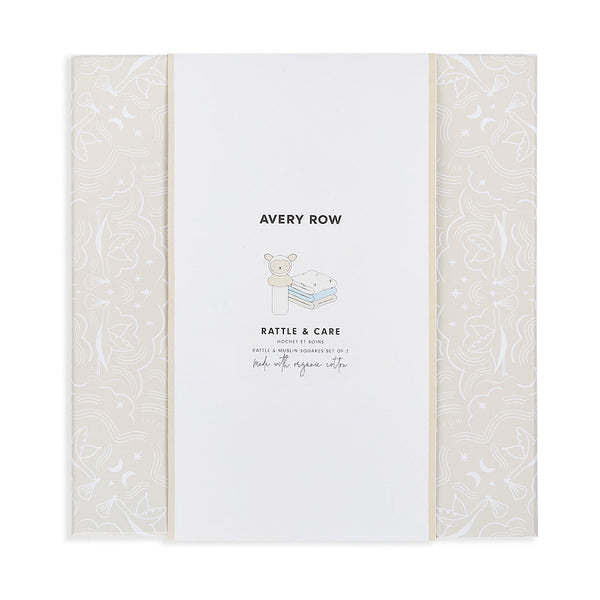 Rattle & Organic Cotton Muslin New Baby Gift Set (Little Farm)