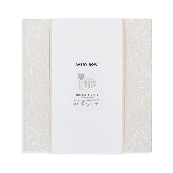 Rattle & Organic Cotton Muslin New Baby Gift Set (Nature Trail)