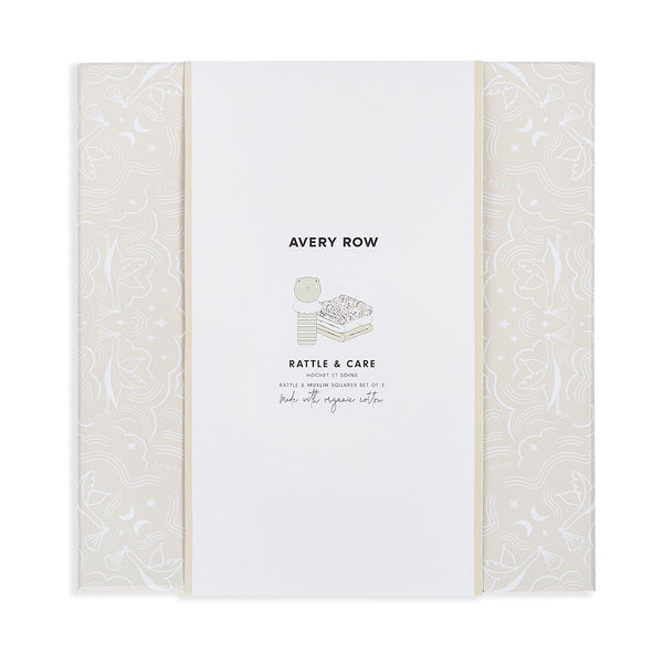 Rattle & Organic Cotton Muslin New Baby Gift Set (Riverbank)