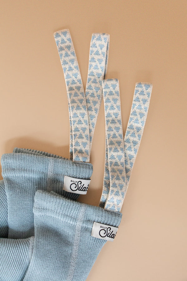 Silly Silas Unisex Tights with Pattern Braces (Misty Blue)
