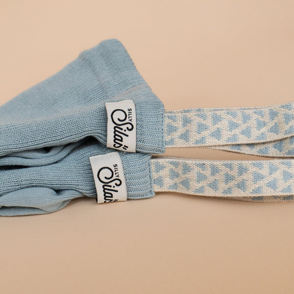 Silly Silas Unisex Tights with Pattern Braces (Misty Blue)