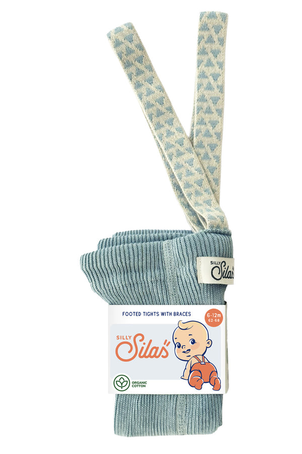 Silly Silas Unisex Tights with Pattern Braces (Misty Blue)