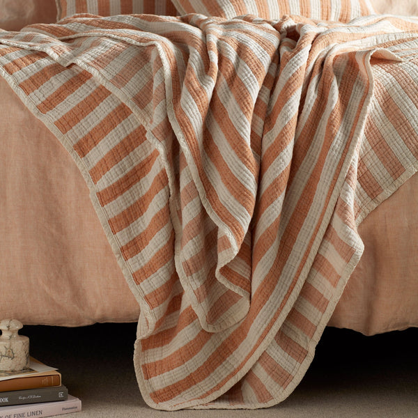 Reggie Pinstripe 100% Cotton Throw (Butterscotch)