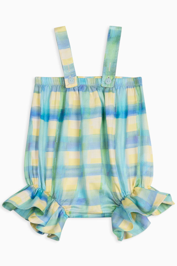 Regina Checked Cotton Jumpsuit Romper (Grid)