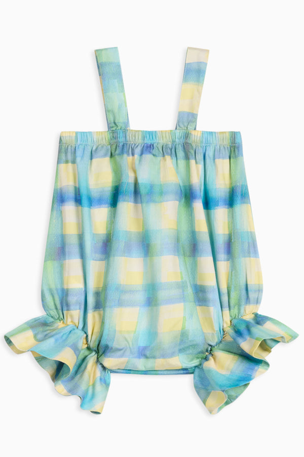 Regina Checked Cotton Jumpsuit Romper (Grid)