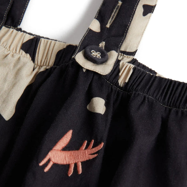 Printed Frill Leg Baby Romper (Mocha)