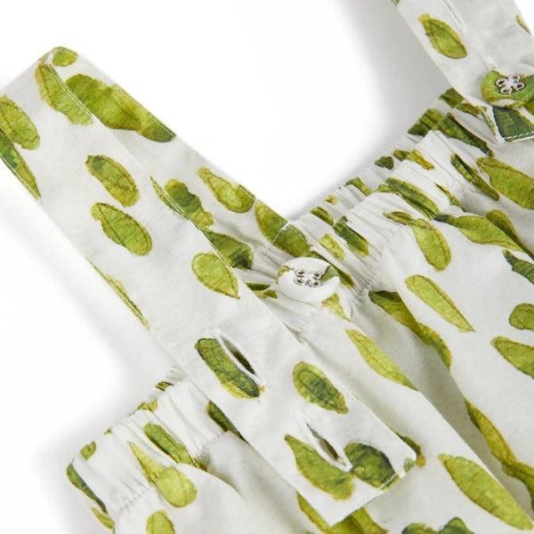 Printed Frill Leg Baby Romper (Green)