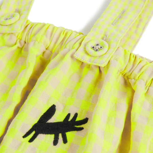 Gingham Frill Leg Baby Romper (Lime)