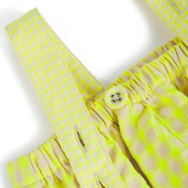 Gingham Frill Leg Baby Romper (Lime)