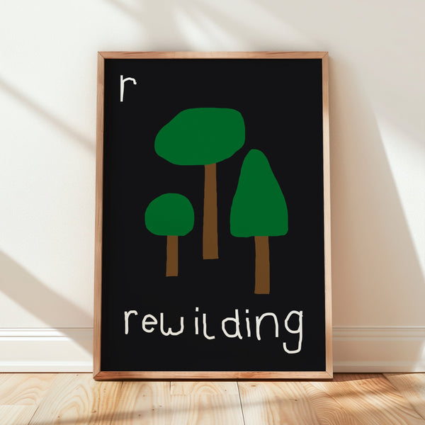 R for Rewilding- Alphabet Art Print