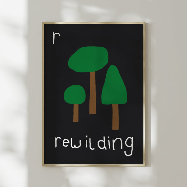R for Rewilding- Alphabet Art Print