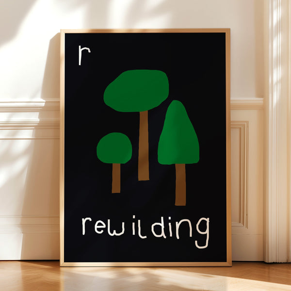R for Rewilding- Alphabet Art Print