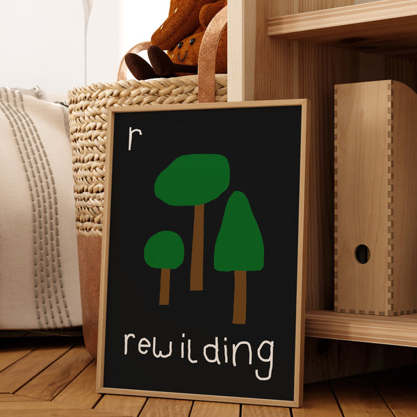 R for Rewilding- Alphabet Art Print