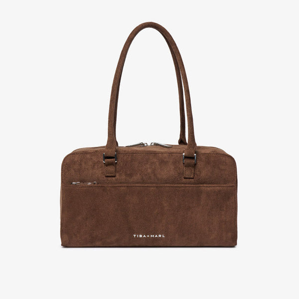Riley Compact East-West Changing Bag (Brown Faux Suede)