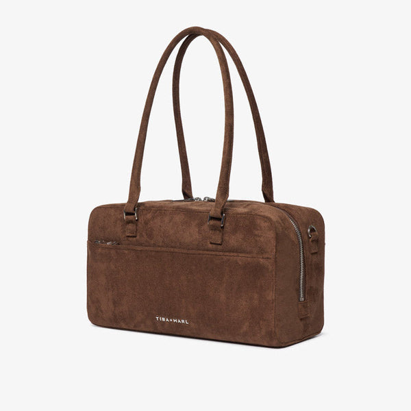 Riley Compact East-West Changing Bag (Brown Faux Suede)