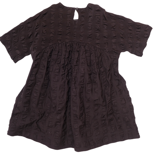 Adult Rumi Giant Seersucker Cotton Dress (Black)