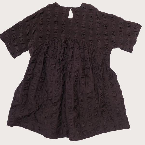 Adult Rumi Giant Seersucker Cotton Dress (Black)