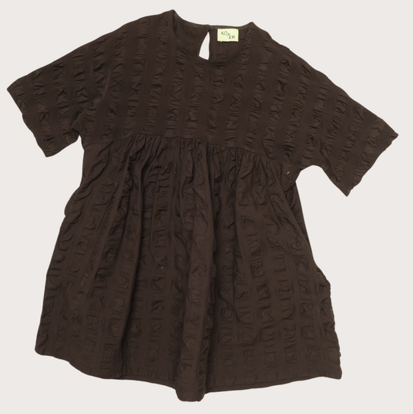 Adult Rumi Giant Seersucker Cotton Dress (Black)
