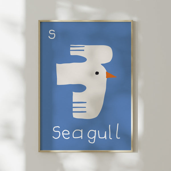 S for SEAGULL-Alphabet Art Print