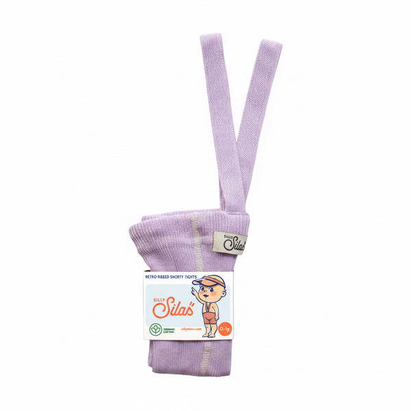 Silly Silas Unisex Shorty Rib Tights with Braces (Lavender)