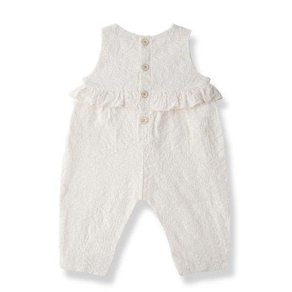 Siurana Embroidered Cotton Sleeveless Frill Romper (Off-White)