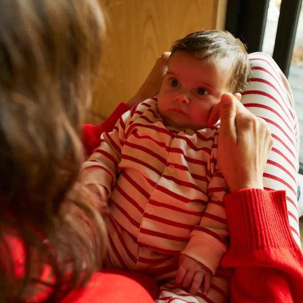 Breton Stripe Organic Cotton Baby Sleepsuit