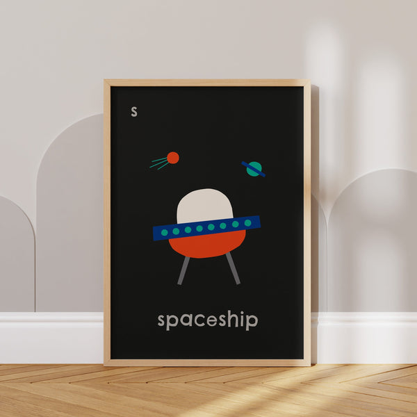 S for Spaceship- Alphabet Art Print