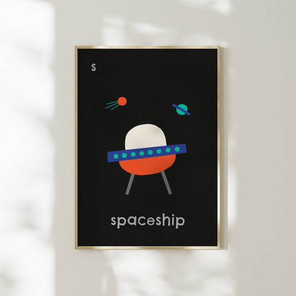 S for Spaceship- Alphabet Art Print