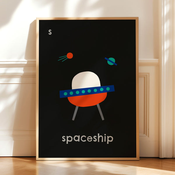 S for Spaceship- Alphabet Art Print