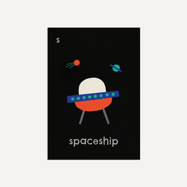 S for Spaceship- Alphabet Art Print