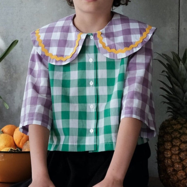 Leonilde Large Gingham Collared Cropped Shirt