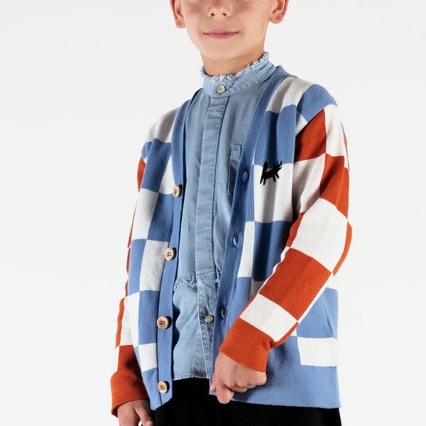 Samuel Contrast Checkerboard Knitted Cardigan