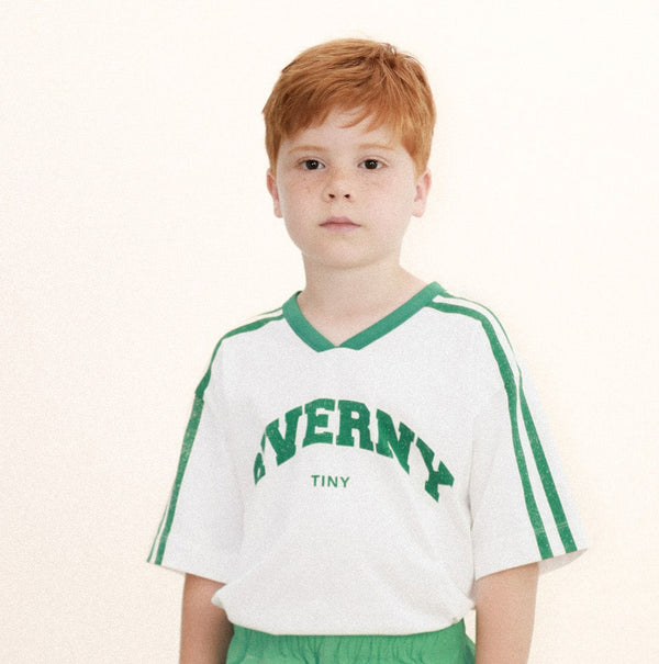 Giverny V-Neck Sport Boxy Cotton Tee (Off-White)