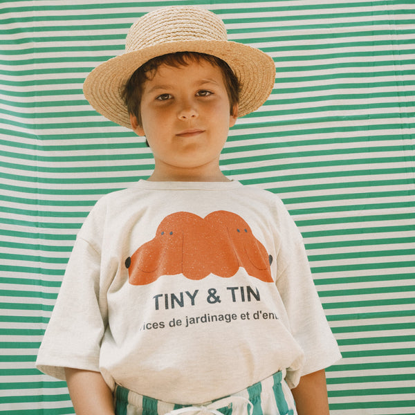 Tiny & Tiny Dog Face Cotton T-shirt (Cream Heather)