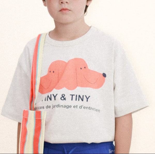 Tiny & Tiny Dog Face Cotton T-shirt (Cream Heather)