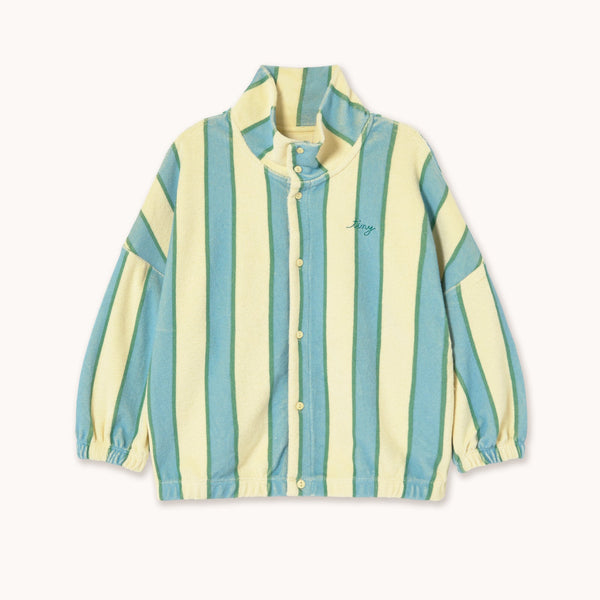 Retro Stripes Towelling Mock Neck Cotton Sweatshirt (Dusty Yellow)