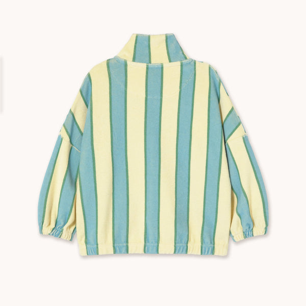Retro Stripes Towelling Mock Neck Cotton Sweatshirt (Dusty Yellow)