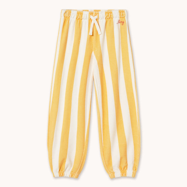 Yellow Stripes Towelling Cotton Jogging Bottoms (Soft Yellow)