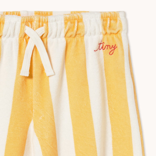 Yellow Stripes Towelling Cotton Jogging Bottoms (Soft Yellow)