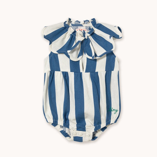 Navy Stripes Collared Cotton Baby Romper