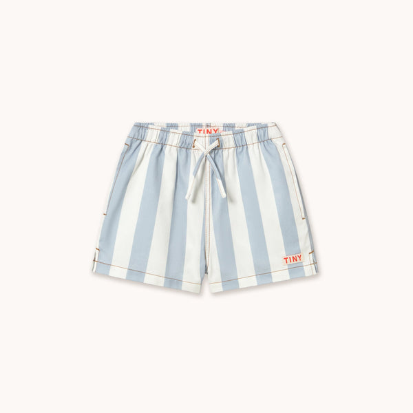Stripes Cotton Twill Shorts (Washed Blue)