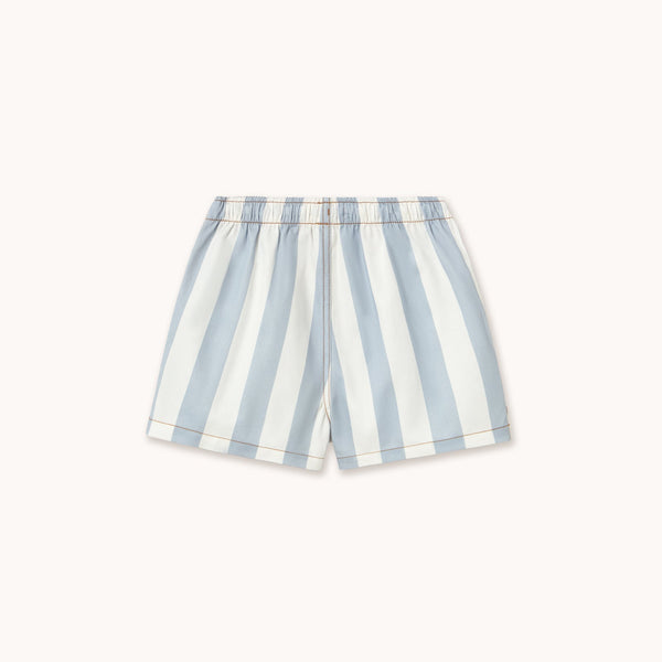 Stripes Cotton Twill Shorts (Washed Blue)