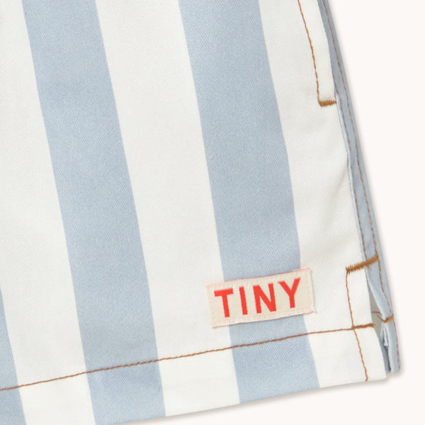 Stripes Cotton Twill Shorts (Washed Blue)