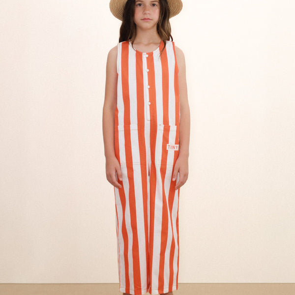 Stripes Sleeveless Cotton Twill One Piece (Summer Red)