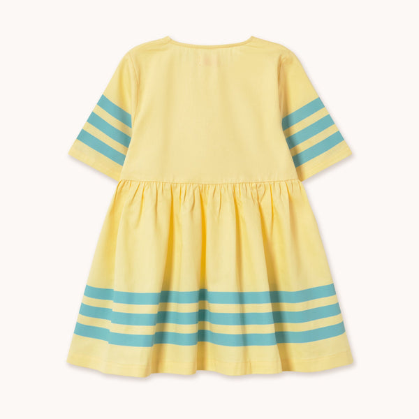 Stripes A-Line Cotton Twill Dress (Dusty Yellow)