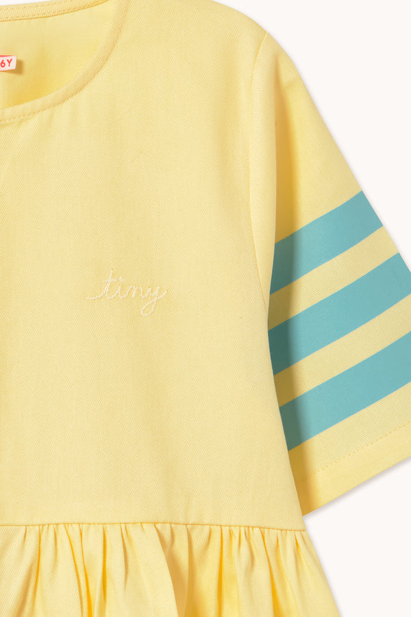 Stripes A-Line Cotton Twill Dress (Dusty Yellow)